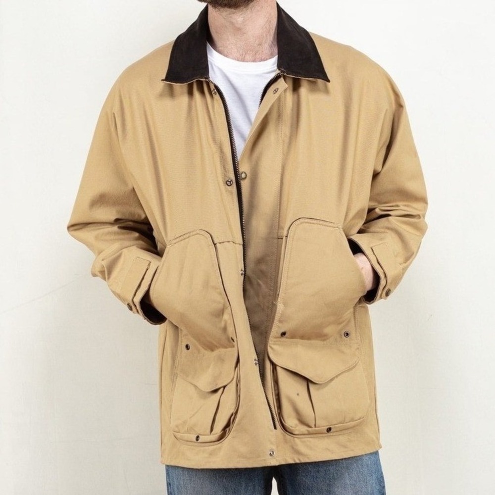 Filson 760N Tin Cloth Waterfowl Field Jacket Mens Large Tan USA Made